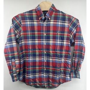 Ralph Lauren Button Down Shirt Men's Large Plaid Rainbow Long Sleeve